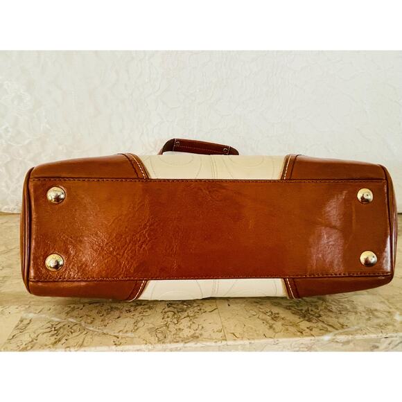 Coach cream brown stitch signature multicolored Carryall shoulder bag 11330 - Picture 6 of 10